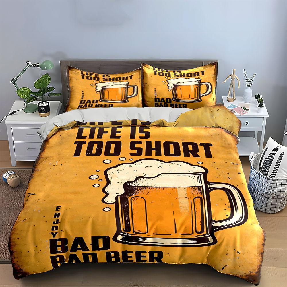 Beer mug and text. Bedding sets Duvet cover sets Duvet covers Pillowcases(1* Duvet Cover 2* Pillowcases without duvet insert)