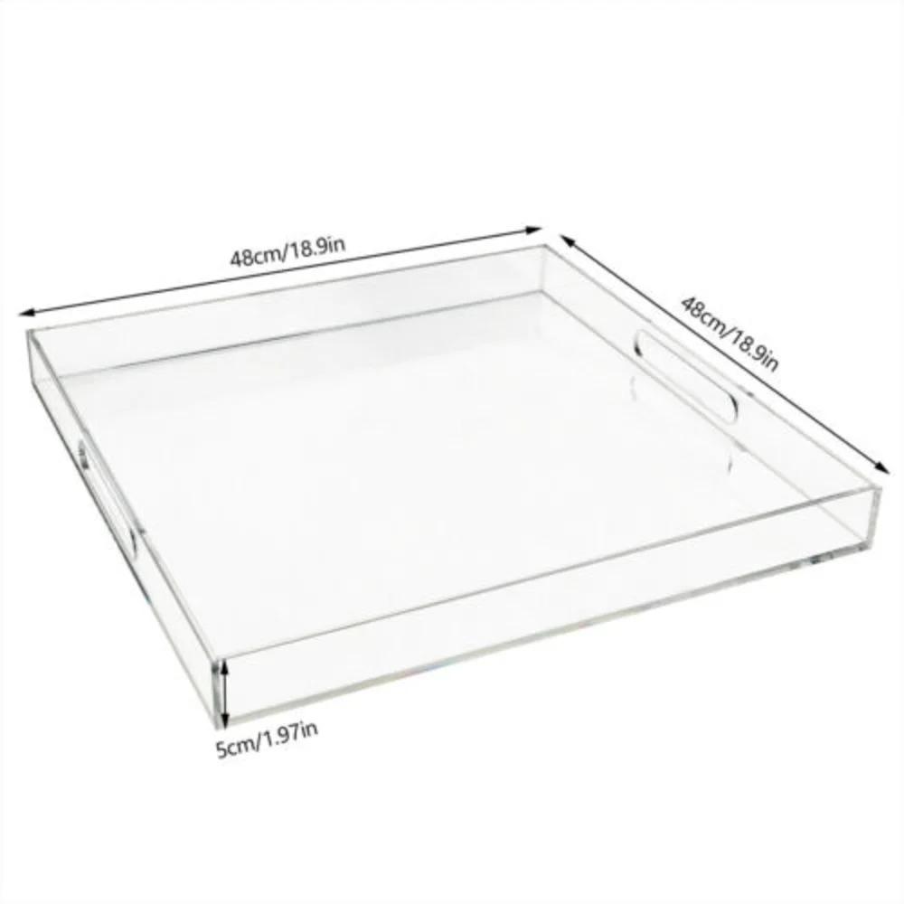 Bymaocar Transparenter Acryl Quadratischer Wasserdichter Serviertablett Geringe Stellfläche Mit Griffen für Speisen, Vorspeisen, Kaffee, Getränke