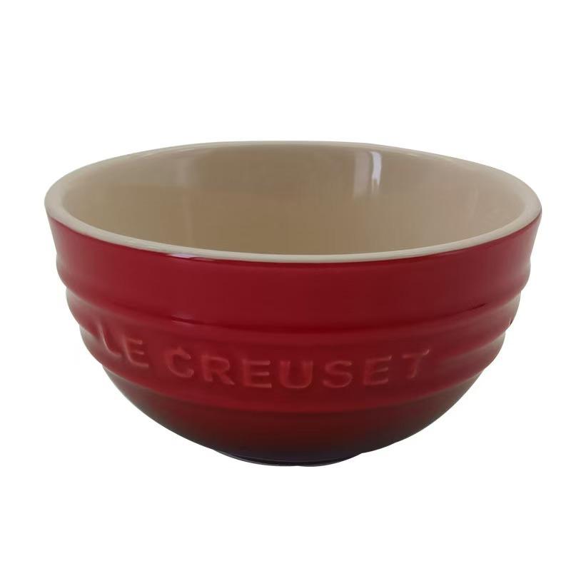 Le Creuset Французская Миска Холодного Цвета Эмалированная Миска Миска для Риса Бытовая Каменная Керамика Фарфоровая Круглая Миска Миска для Риса Миска для Лапши в Супе красный