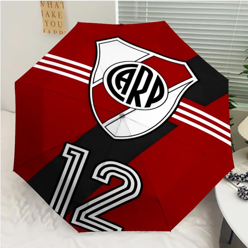 Club Atlético River Plate Print Automatic Umbrella, 8 Rib Iron Frame, Plastic Handle, Suitable for Outdoor Travel &Daily , Ideal Gift