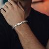 Kreuz Ananas Perlenarmband für Herren, Verstellbares Edelstahl-Metallperlenarmband, Einfaches Trendiges Schmuckgeschenk