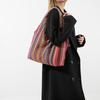 Trendy Plaid Contrast Color Street Style Tote Bag Women Winter Large Capacity Shoulder Bag