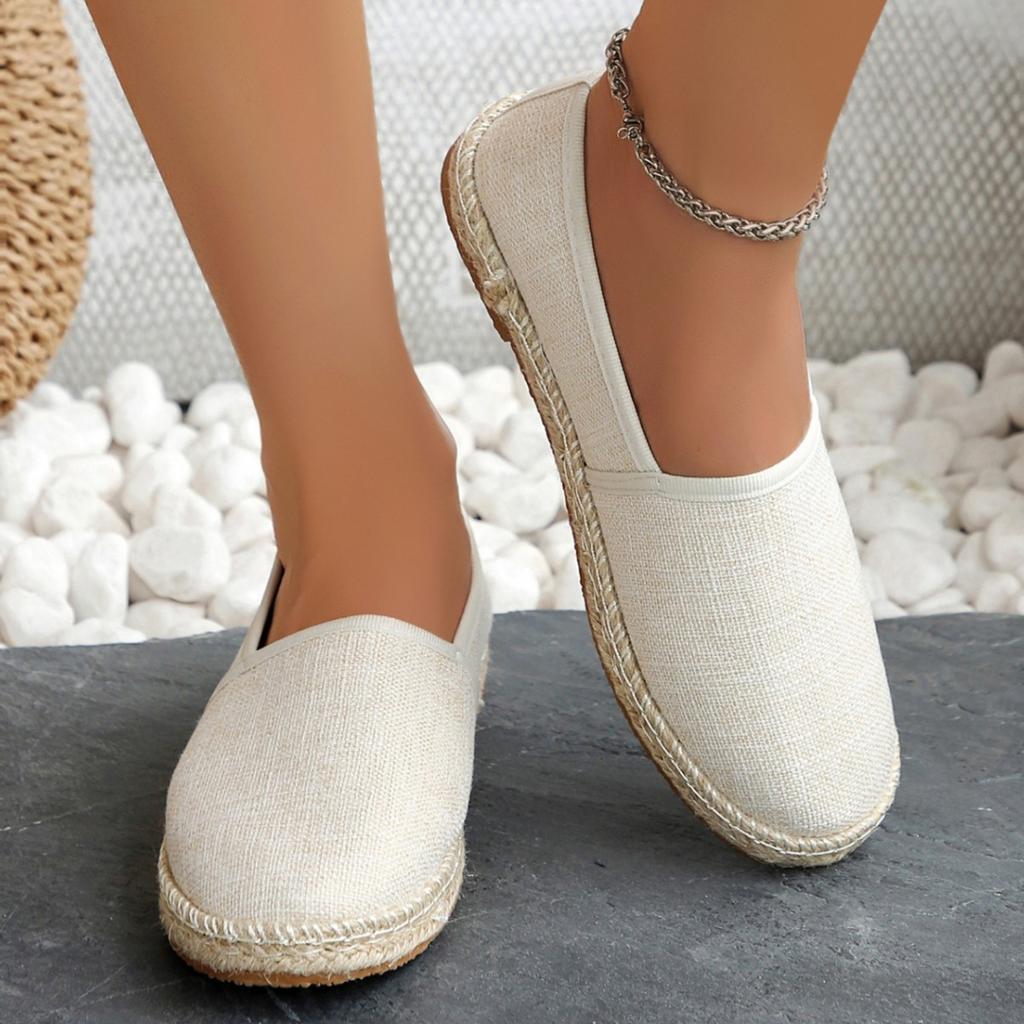 Comfortable Canvas Flat Shoes Women Breathable Non-Slip Espadrille Shoes Woman  Summer Solid Color Shallow Casual Flats