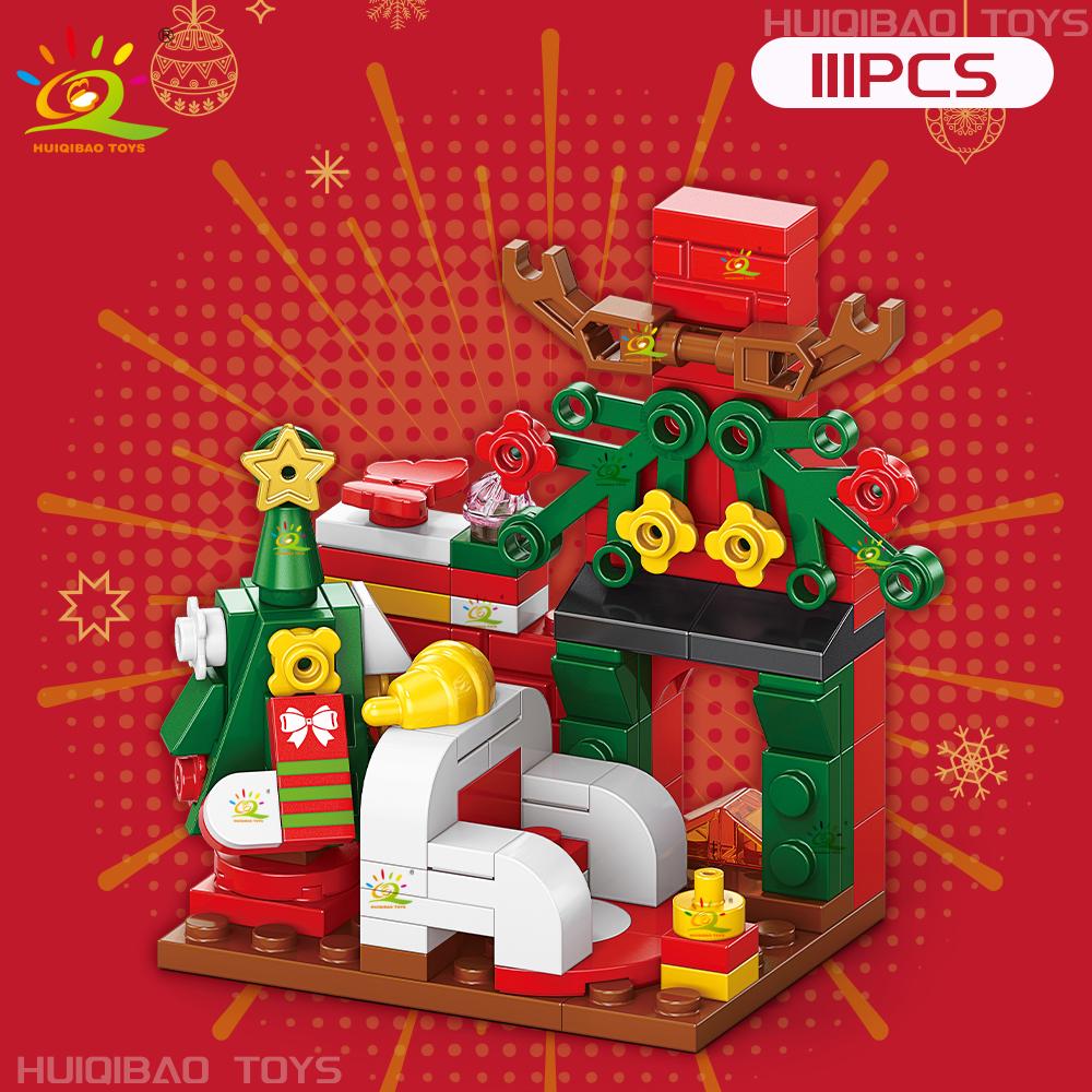 Non-Toxic Christmas 8In1 Santa Claus Tree Model Building Block Diy Elk Snowman Bricks Ornament Toys For Children Adult Gift