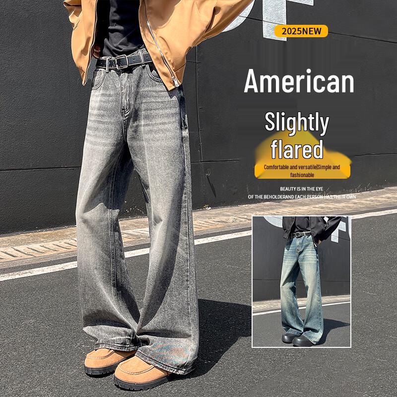 

Джинсы мужские VUUG в стиле ретро, выстиранные, потертые, свободные, прямого кроя 2XL