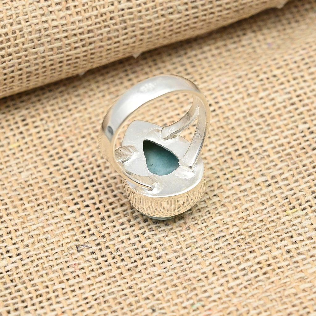 Wonderful Larimar Gemstone Handmade 925 Sterling Silver Ring  Jewelry