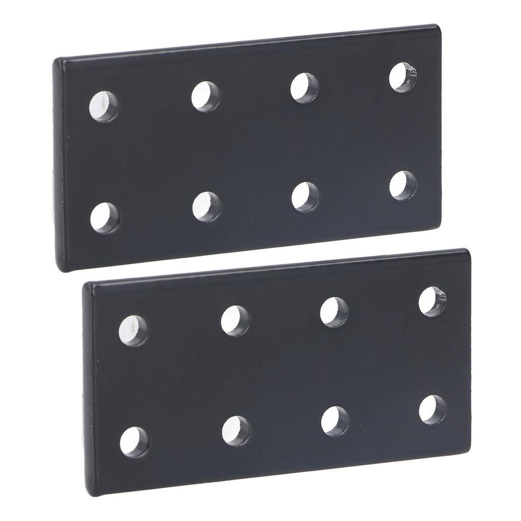 2Pcs 8 Hole Joint Board Aluminum Alloy Rectangle Joining Plate for Table Bed Black