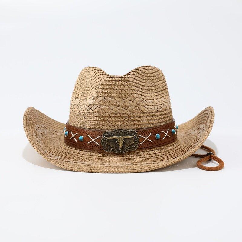 Hot Sale Summer Cowboy Hat Men's and Women's Western Cowboy Straw Hat Outdoor Shading Sun Protection Riding Hat