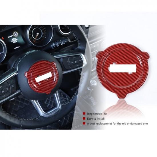 Center Steering Wheel Cover for Jeep Wrangler Gladiator JL JT Red Carbon Fiber