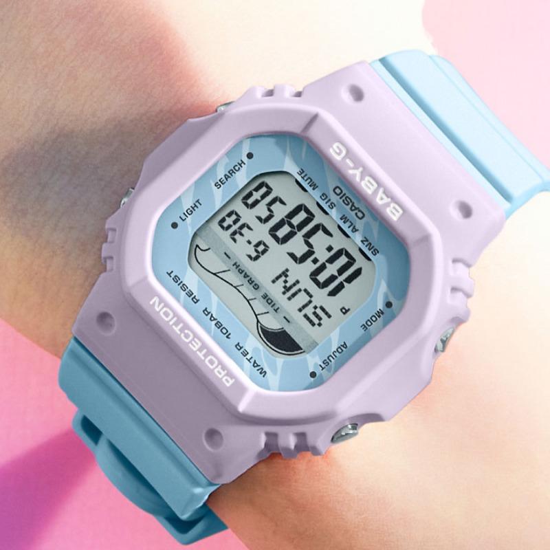 Casio Orologio da donna Baby-G in resina, resistente all'acqua 100M, resistente agli urti, con sveglia, al quarzo, BLX-565-2