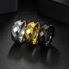 8mm Width Polished Faceted Silvery Color Men's Stainless Steel Ring USA Size 6-13