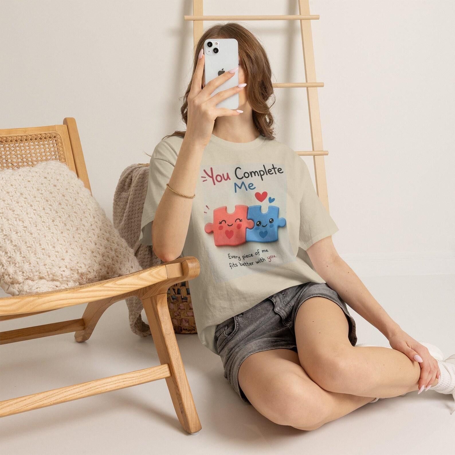 You Complete Me Shirt, Cute Puzzle Piece Couple Tee, Romantic Love Gift, Matching Relationship T Shirt, Valentine Graphic Tee S