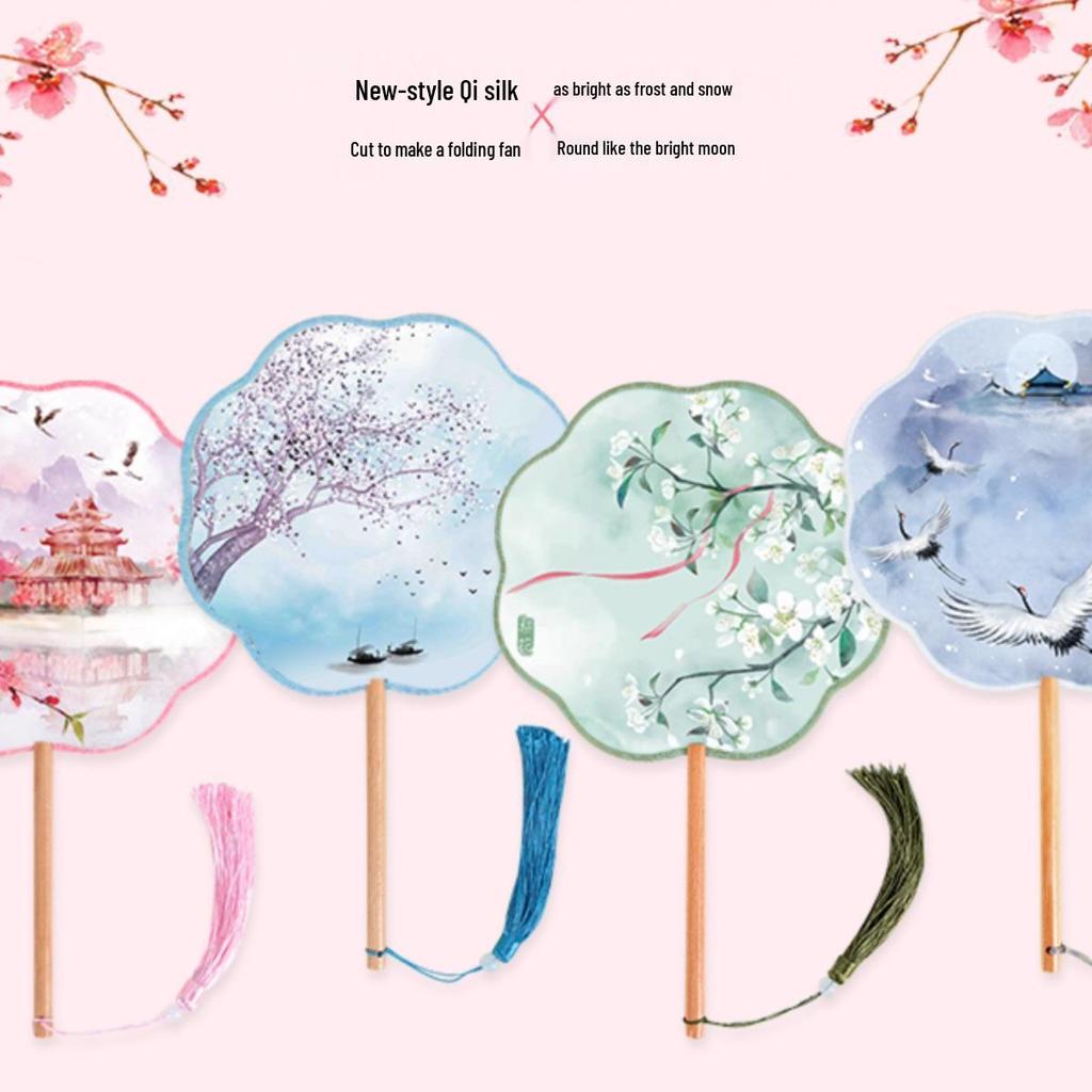 Translucent Ancient Style Round Dance Fan for Hanfu Costumes - Women's Classical Chinese Craft Fan