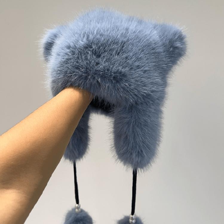 Y2k Girls Cute Bear Ear Shape Hat Windproof Hat for Teen Winter Cycling Skiing