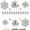 30pcs Set Multipurpose Artificial Christmas Flowers Glitter Poinsettia Flowers  for Party Decoration