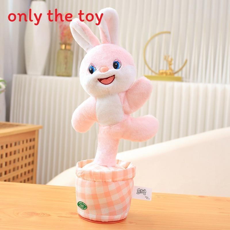 

Плюшевая игрушка Роза Кролик Корова Осел с музыкой, функцией танца и повтора, говорящая Pink Battery