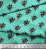 Soimoi Green Poly Crepe Fabric Geometric & Rose Floral Printed Fabric 1 Yard 42 Inch
