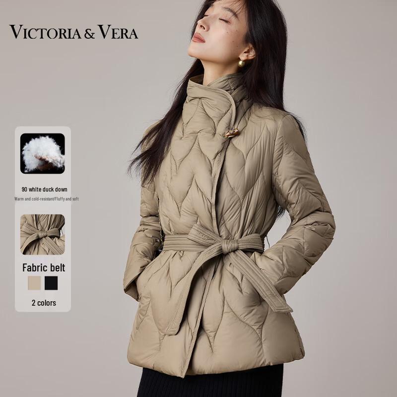 

VICTORIA&VERA Women s Slim-Fit Short Down Jacket with Toggle Buttons S