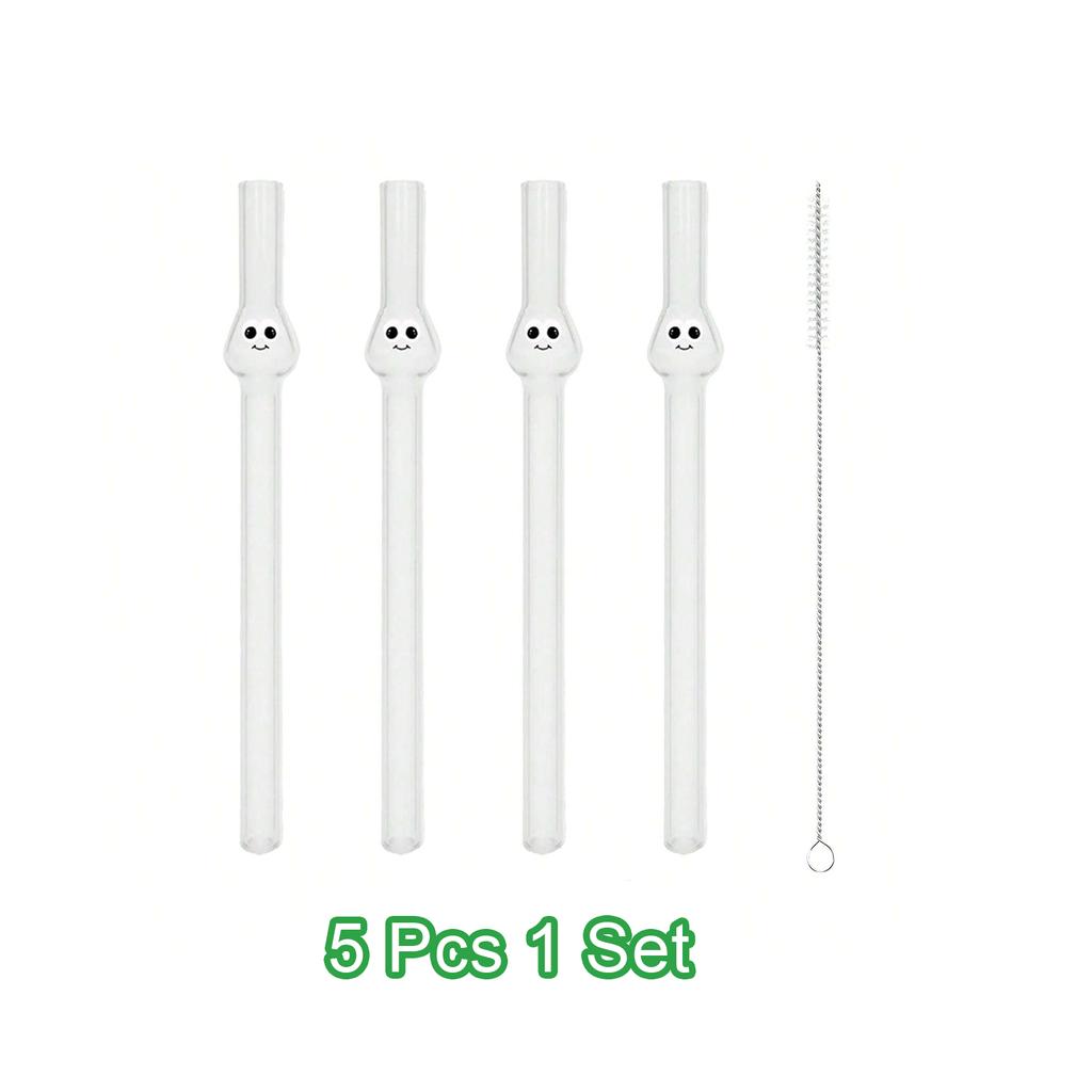 Colorful Creative Reusable Glass Straw,For Milk Tea,Coffe,Juice,Milk,Cold Drink,Heat-Resistant Wide-Bore Glass Straws