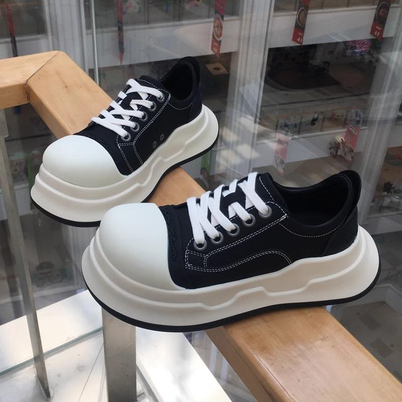 Casual Mickey Big Head Shoes Women's 2025 New American Retro Platform Heightening Canvas Shoes Leather Bread Shoes Casual