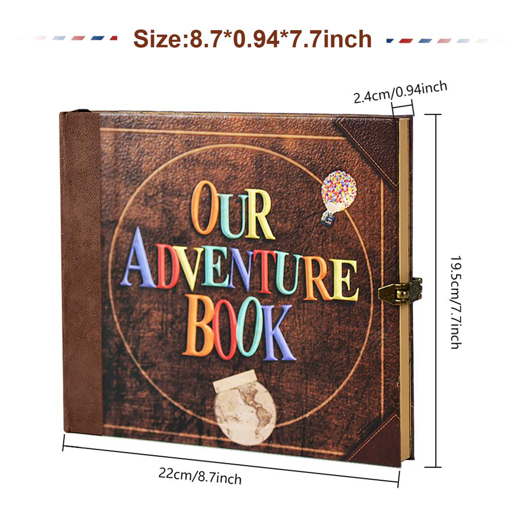 Adventure Book Travel Diary Album Scrapbook Retro Style Travel Memorabilia Guestbook DIY Anniversary Wedding Friend Gift Lady