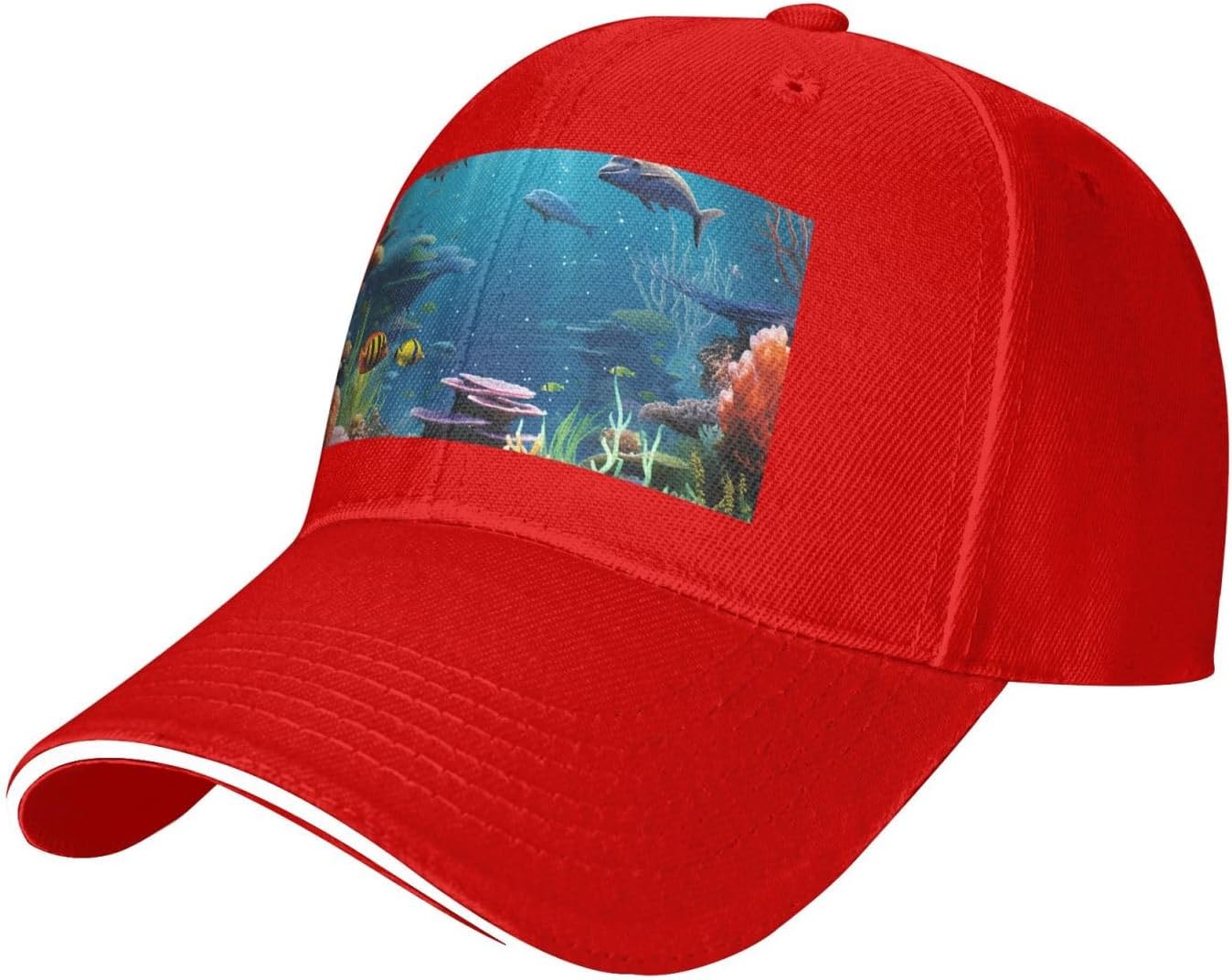 

Undersea World Print Baseball Cap Polyester Adjustable Casual Sun Protection Dad Hat for Adults One Size