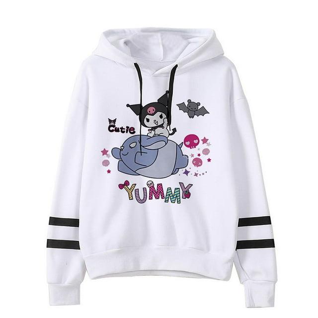 Sweater Cartoon Kulomie Printed Hooded Pullover Sweater Casual Loose New Hot Top S белый