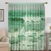 2PC Home Decoration Curtains, Green Oil Painting Landscape With Pole Pocket Curtains, Kitchen, Coffee Shop, Living Room, Balcony
