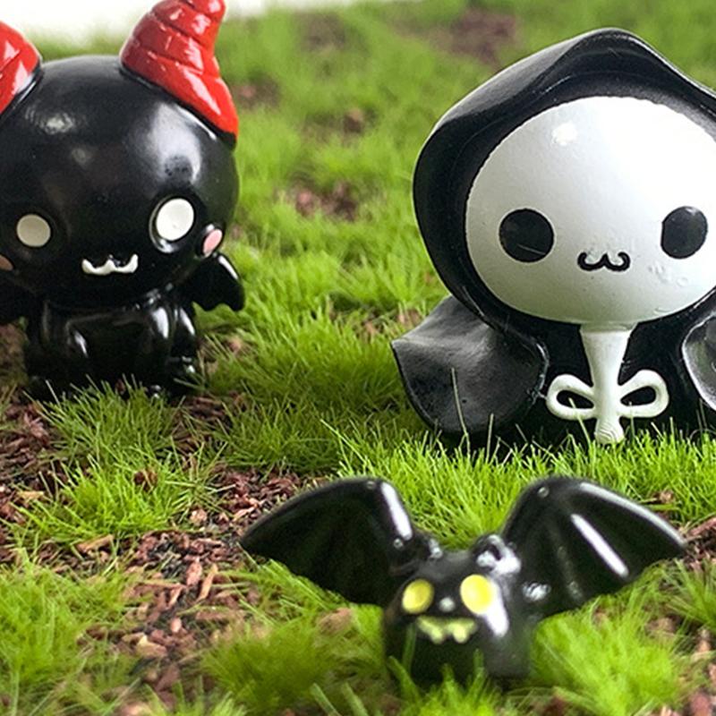 Creative Halloween Pumpkin Ghost Bat Ornaments Micro Landscape Miniature Figurines DIY Home Desktop Decoration Children Gifts