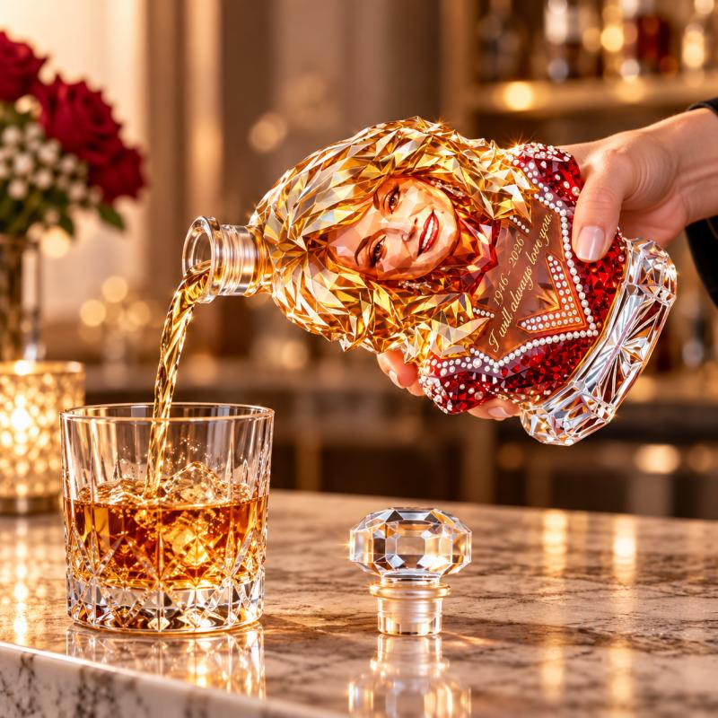 Dolly Parton Inspired Decorative Glass Bottle Whiskey Decanter Country Singer Collectible Ornament Birthday Gift for Music Fans