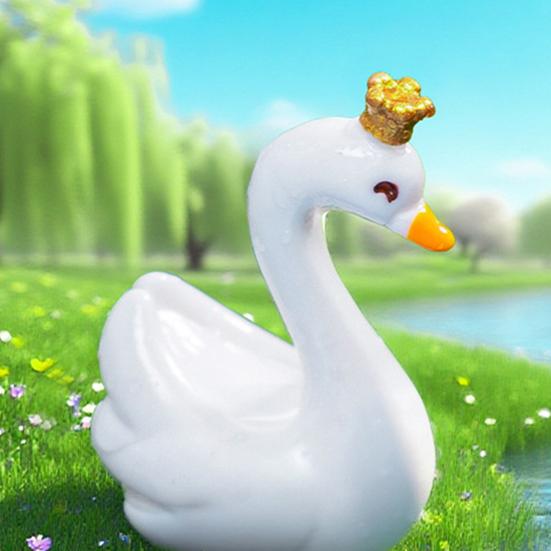 24 Pcs Mini Swan Figurine Miniature Resin Animal Ornaments for Fairy Garden Moss Landscape DIY Terrarium Crafts