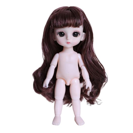 17cm Useful Black Eyes Decorative Plastic 3D Naked BJD Doll Body Clothes Changing Game for Gift Dress Up