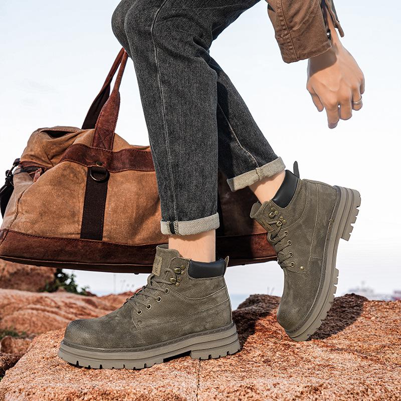 Martin boots high-top retro British style flip shoes medium-top boots inner height-increasing shoes autumn