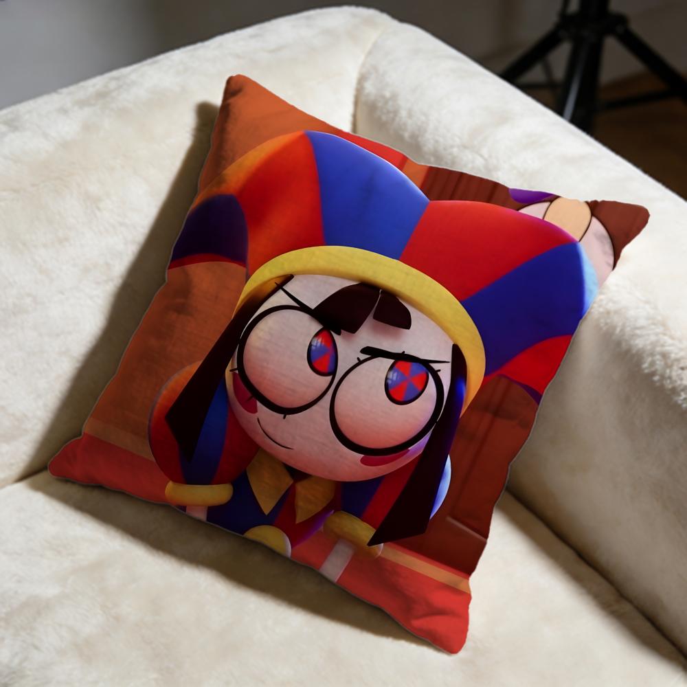 Hot TThe Amazing Digital Circusable Cushion Cover Soft Decorative Pillow Case Suitable for Bedroom Sofa Car Travel Use