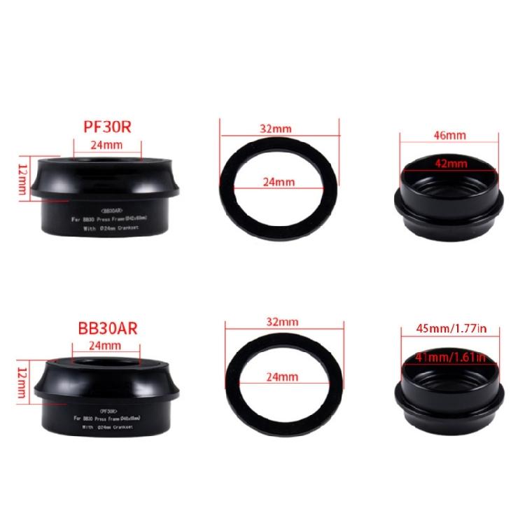 BB30AR/PF30R  Bike Bottom Bracket Road Steel Bearings, Black