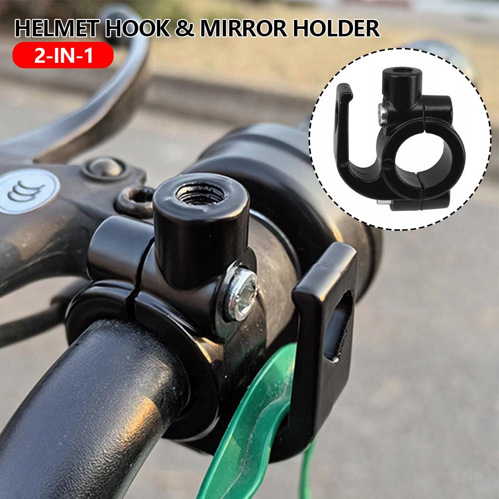 2-in-1 Universal Helmet Hook Motorcycle Bike Mirror Base Mount Anti-lost Helmet Lock Holder Saving Hook for Electric Scooter