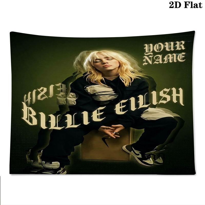 Arazzo da Parete con Nome Personalizzato Billie Eilish Appeso Estetico alla Parete Coperta in Tessuto Stampato Arazzi Decorativi per Camera da Letto Soggiorno Decorazioni per la Casa