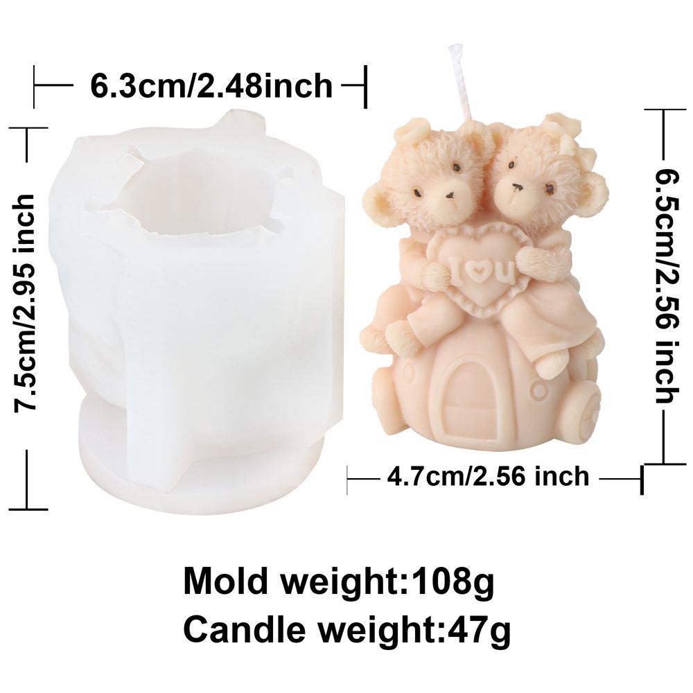 Silikonowa forma do świec w kształcie misia ślubnego 3D, forma do mydła, żywicy, gipsu, niedźwiedź przytulający, zwierzęta, rękodzieło, prezenty, dekoracje na rocznicę ślubu