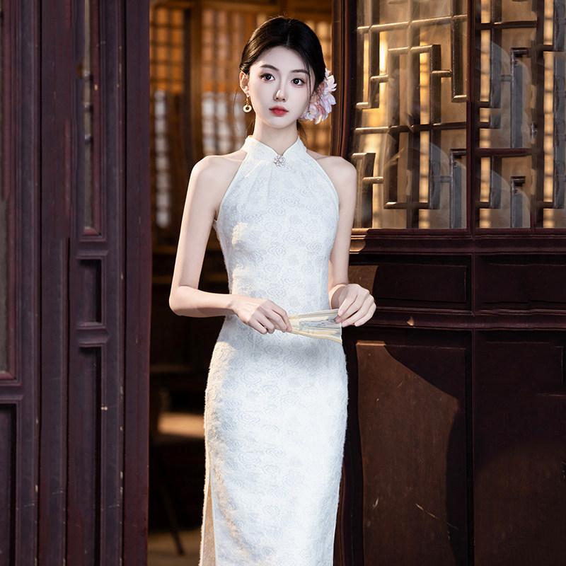 White neck national style new Chinese Suzhou long cheongsam improved young 1011 new women's high sense summer