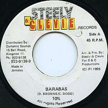 

7inch Record 10% - Barabas NONE Steely & Clevie 1995 Jamaica Reggae, Ska & Dub Used
