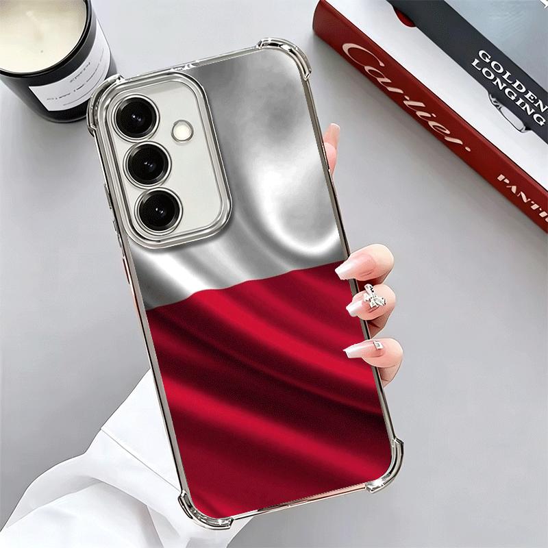 Poland Flag White Red Plating Phone Case For Samsung A17 A07 A37 A57 A16 A56 A15 A55 A14 A54 A13 A53 A26 A36 A25 A35 A24 A34 A23