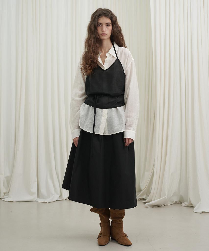 MARROT Cotton String Midi Skirt_Black