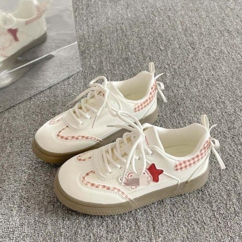 Cute Board Shoes Women's Autumn New Breathable Thin Versatile Muffin Thick-soled White Shoes