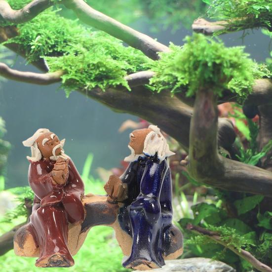 Yousheng Classic Fish Tank Ornament Handmade Pollution-free Realistic Traditional Chinese Old Man Miniature Aquarium Accessories