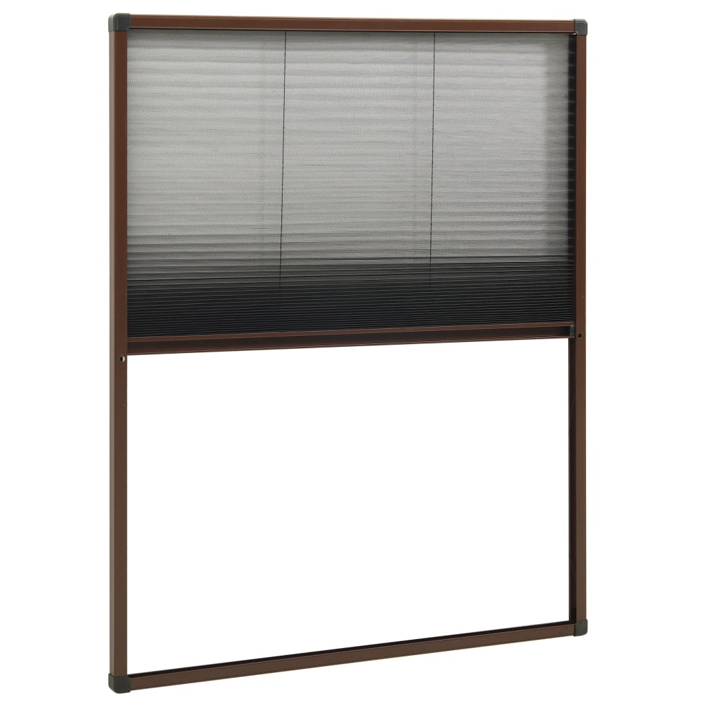 Insect Protection Pleated Blind for Windows Aluminum Brown 60 X 80 Cm