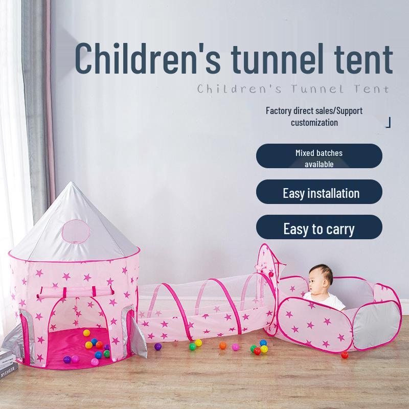 Children's Foldable Play Tunnel Set: Indoor Yurt Tent, Ball Pit & Crawling Barrel
