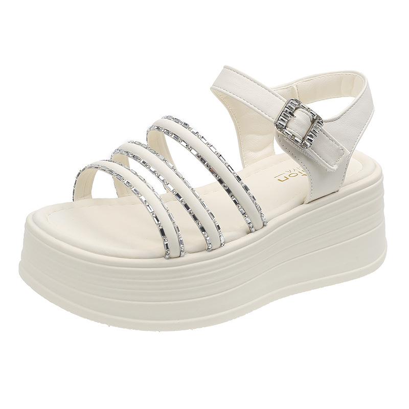 Platform Sandals Summer New Fashion Versatile One-word Buckle Type with Cool Slippers Exquisite Slippers