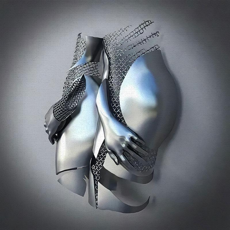 Zlatá kovová figúrka socha objíma umelecký plagát, bytová dekorácia s vysokým rozlíšením, maľba na sprej, bezrámové plátno, maľba na jadro