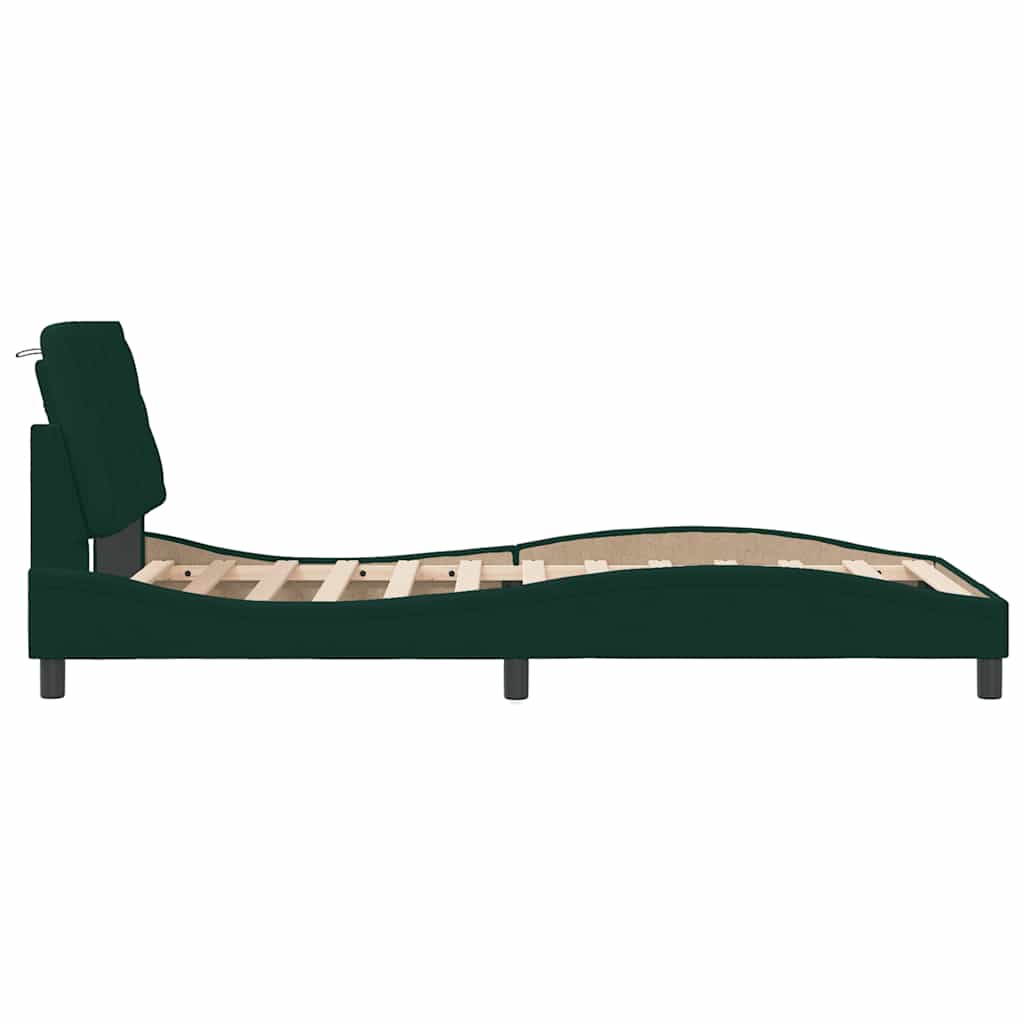 Bed Frame without Mattress Dark Green 100x200 cm Velvet