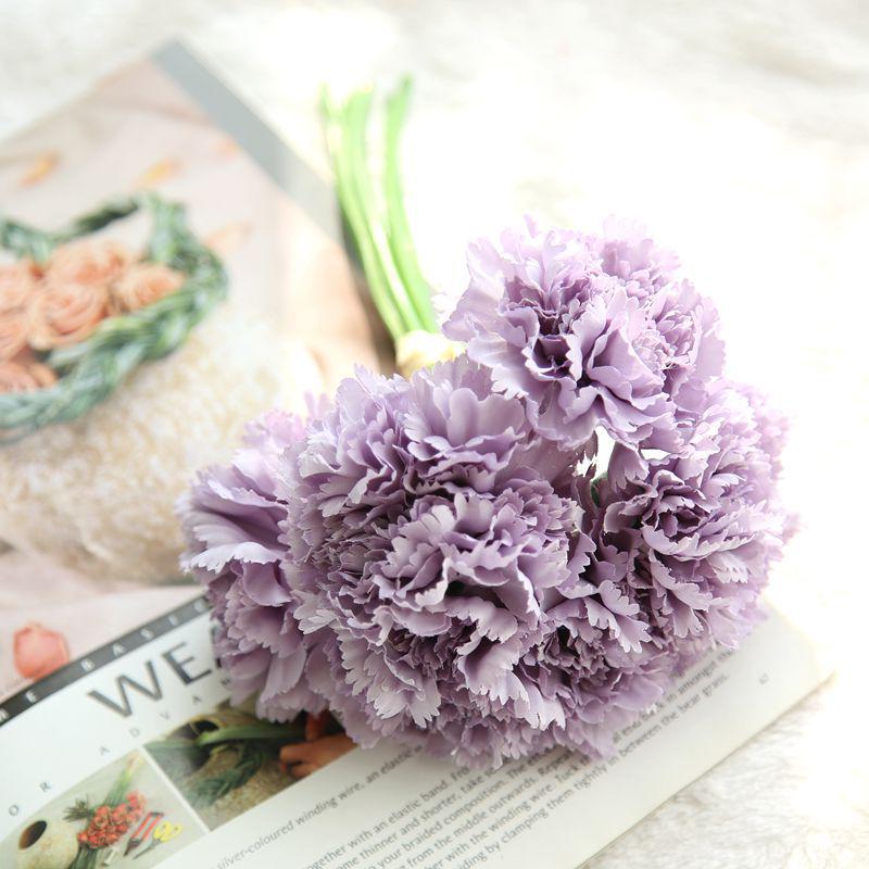26Cm 6/12/24Pcs Carnation Bouquet Room Decoration Red White Pink Imitation Flower Home Wedding Mother'S Day Holiday Fake Flowers